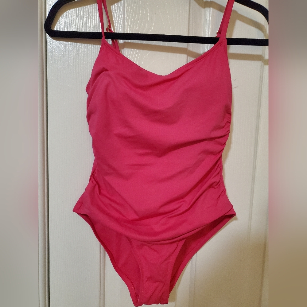 ANN COLE 1 PIECE RUCHED PINK SWIMSUIT NEW WITH TAGS SIZE 6